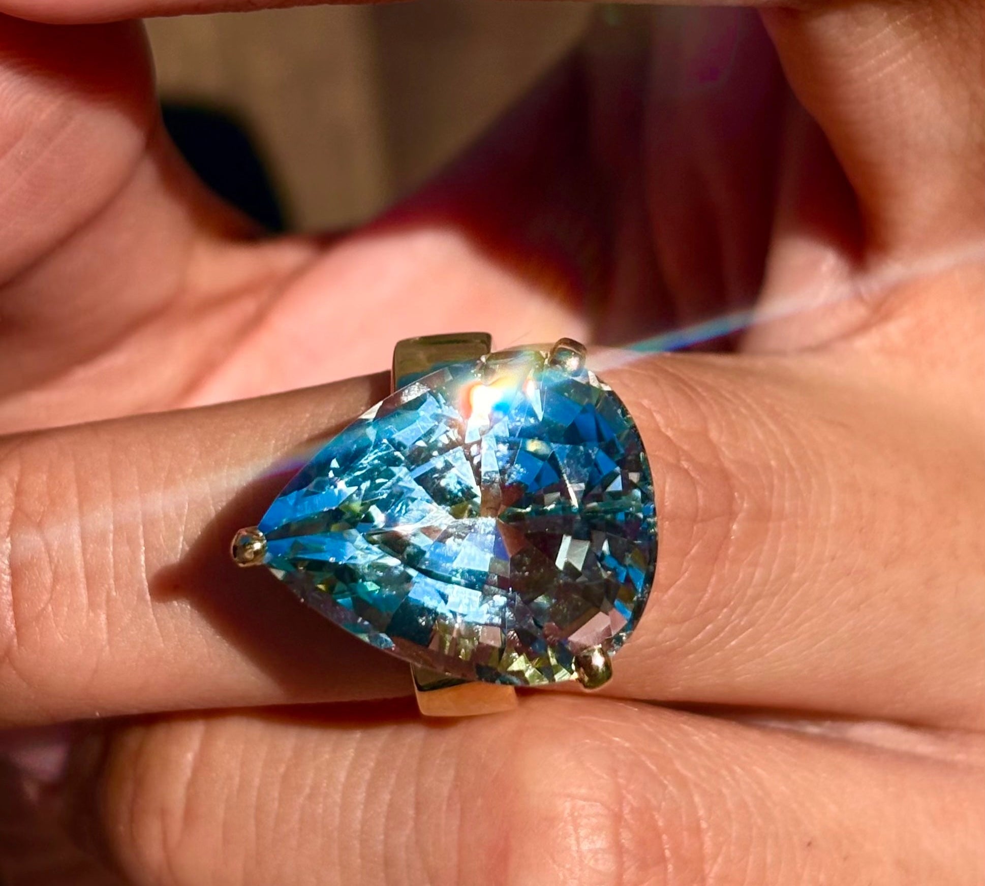 Aquamarine Pear Statement Ring Statement Ring Roseark Jewelry