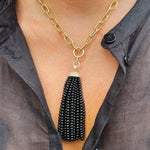 Tassle Pendant Necklace with Diamond Cap Pendant Necklace Goshwara