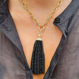 Tassle Pendant Necklace with Diamond Cap Pendant Necklace Goshwara