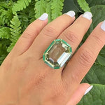 Stone Inlay Emerald-Cut Ring Cocktail Ring Goshwara