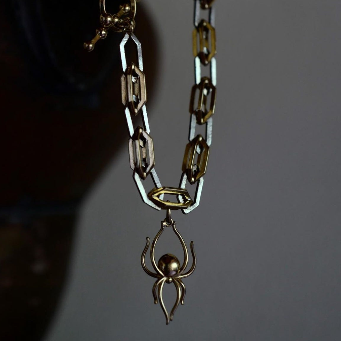 2x2 Link Necklace with Spider Chain Necklace Crescent Heights HARDware Lab