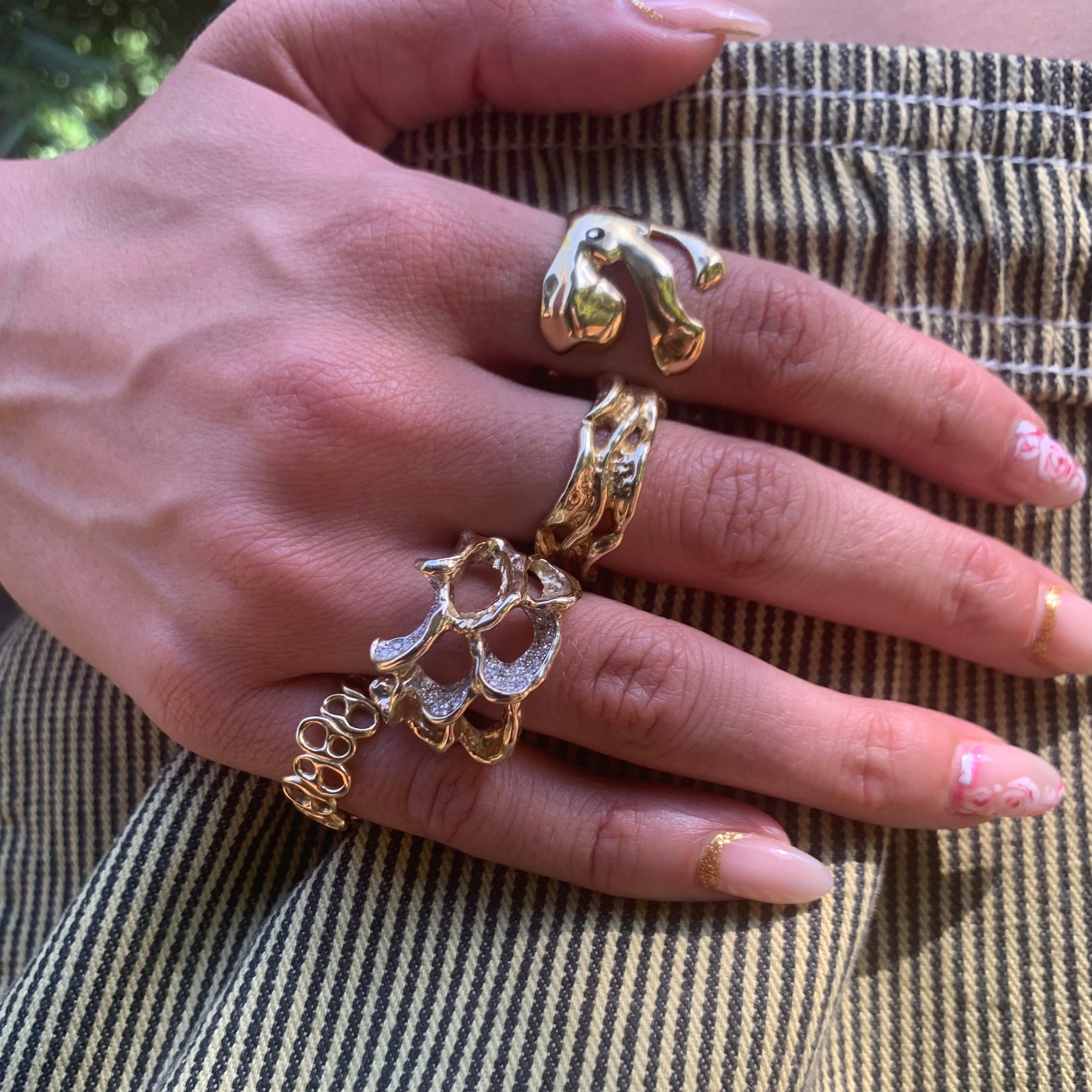 Triple Wave Ring Cocktail Ring Yakira Rona