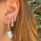 Decorative Edge Pearl Huggie Huggie Earrings Roseark Deux   