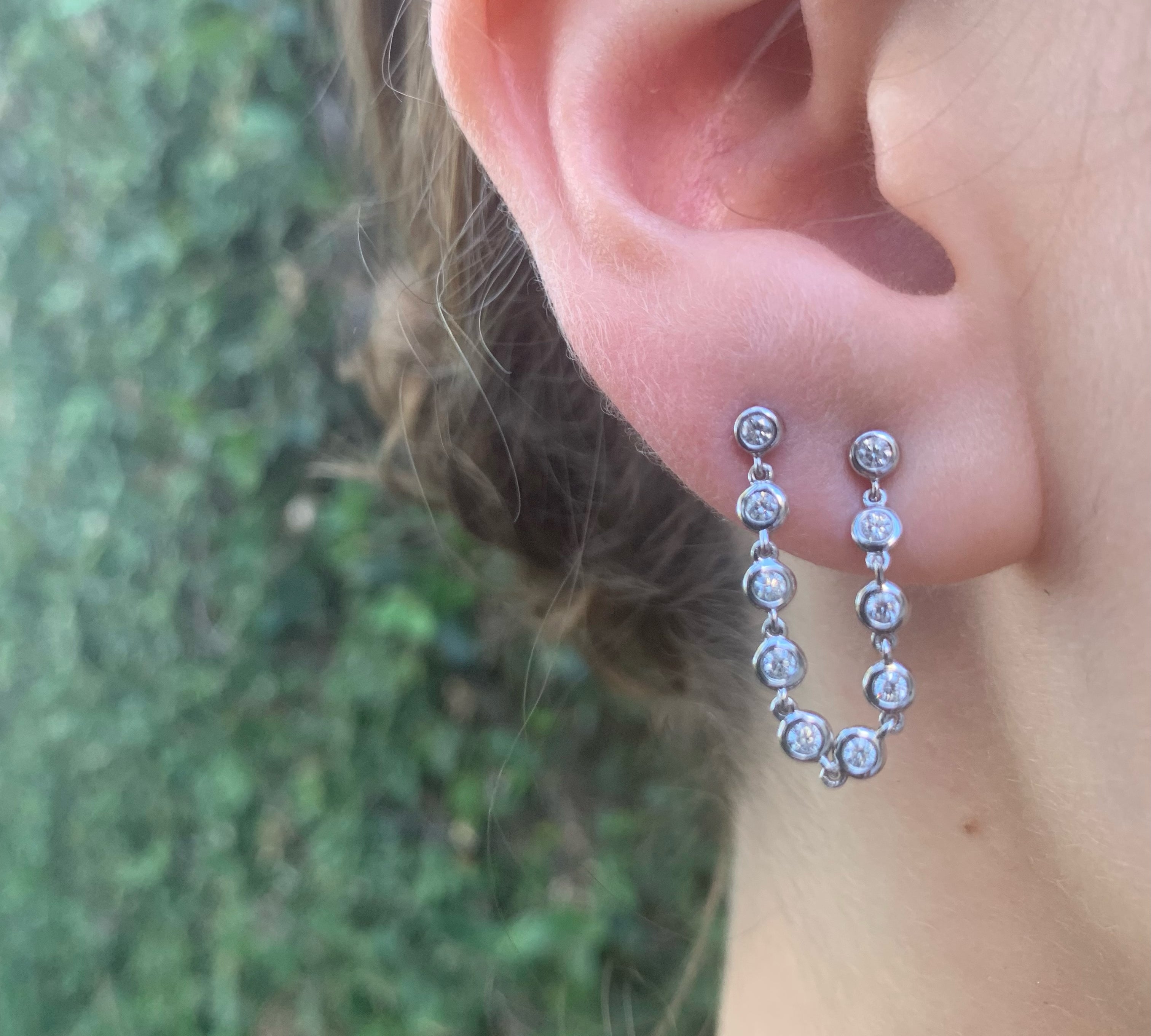 Bezel-Set Diamond Chain Earring Drop Earrings Roseark Deux   