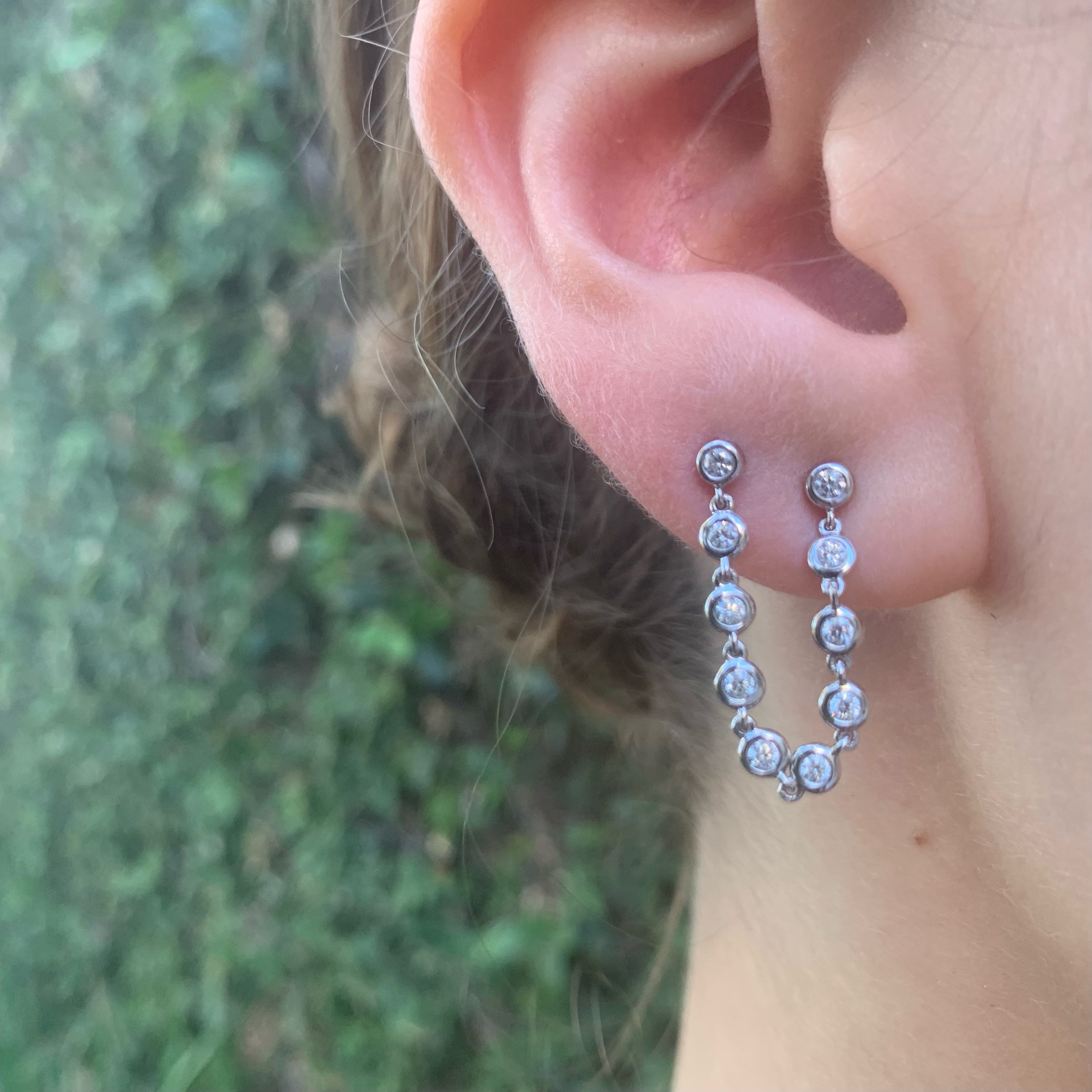 Bezel-Set Diamond Chain Earring Drop Earrings Roseark Deux   