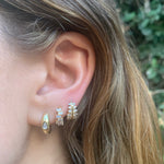 Baguette Brick Huggie Huggie Earrings Roseark Deux   