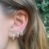 Baguette Brick Huggie Huggie Earrings Roseark Deux   