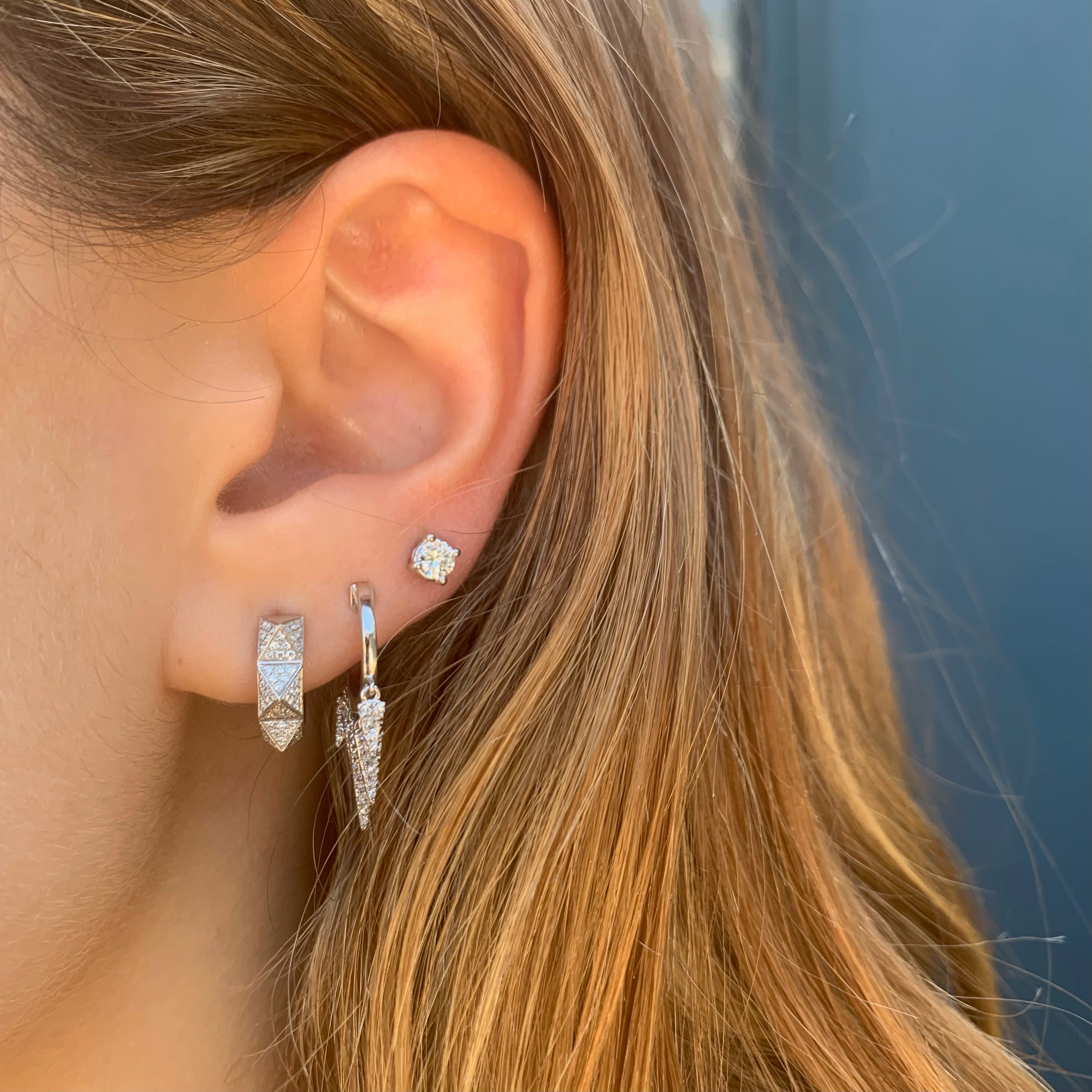 Five Diamond Fringe Drops Huggie Huggie Earrings Roseark Deux