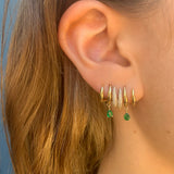 Three-Point Diamond Emerald Cuff-Huggie Huggie Earrings Roseark Deux   