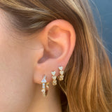 Connected Hearts Diamond Huggie Huggie Earrings Roseark Deux   