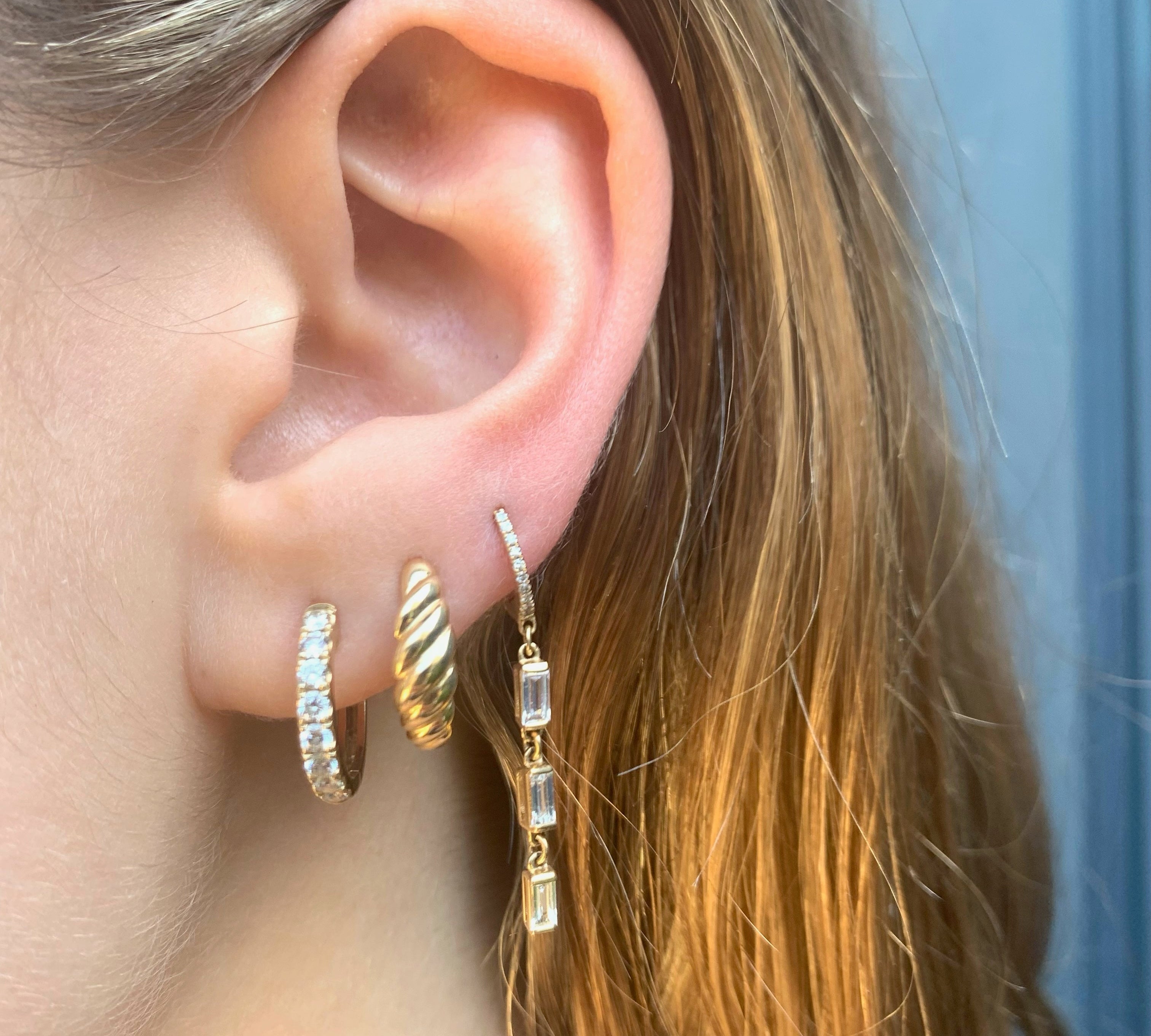 Thin Twist Huggie Huggie Earrings Roseark Deux