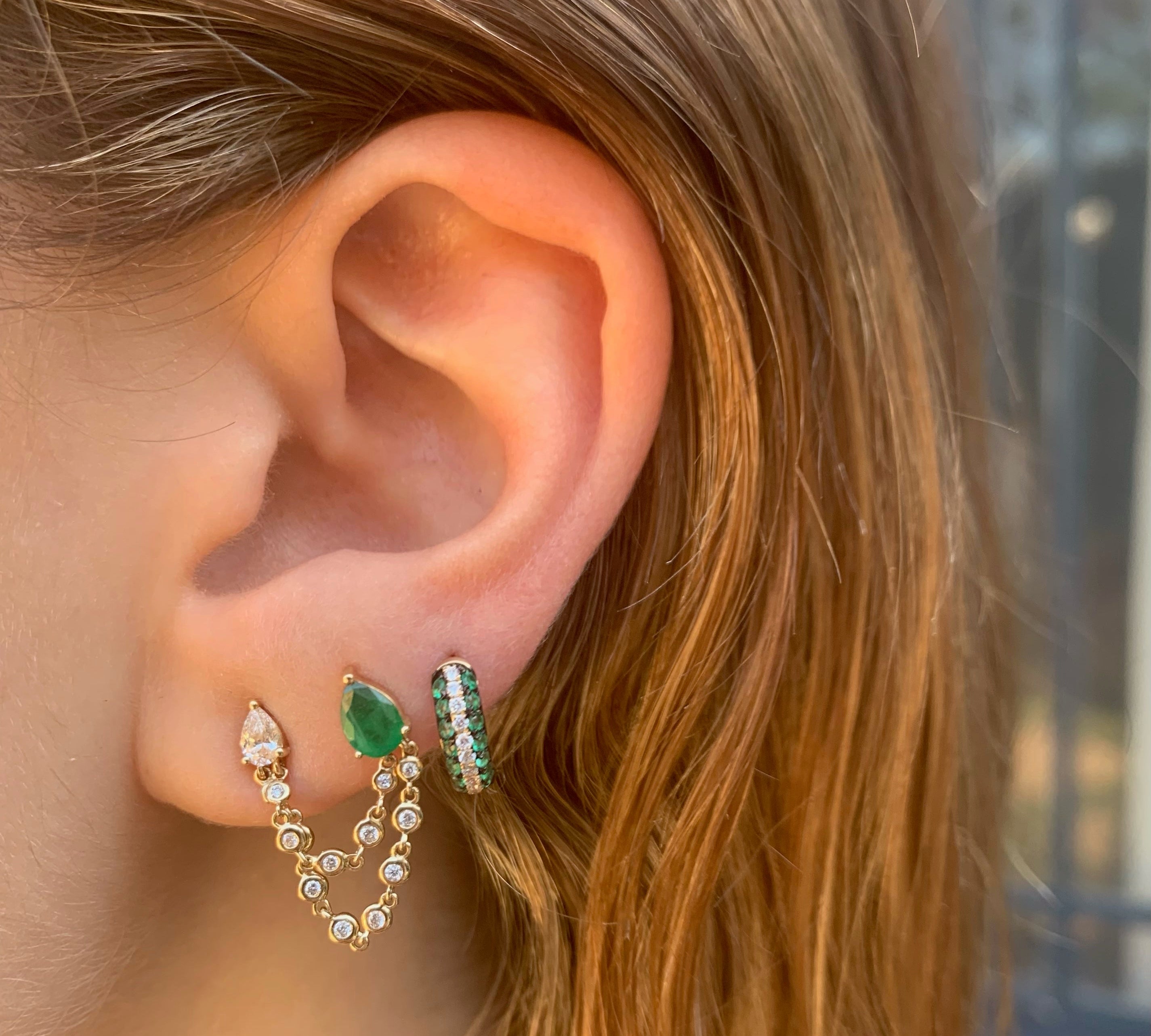 Stone Diamond Black-Rhodium Huggie Huggie Earrings Roseark Deux   