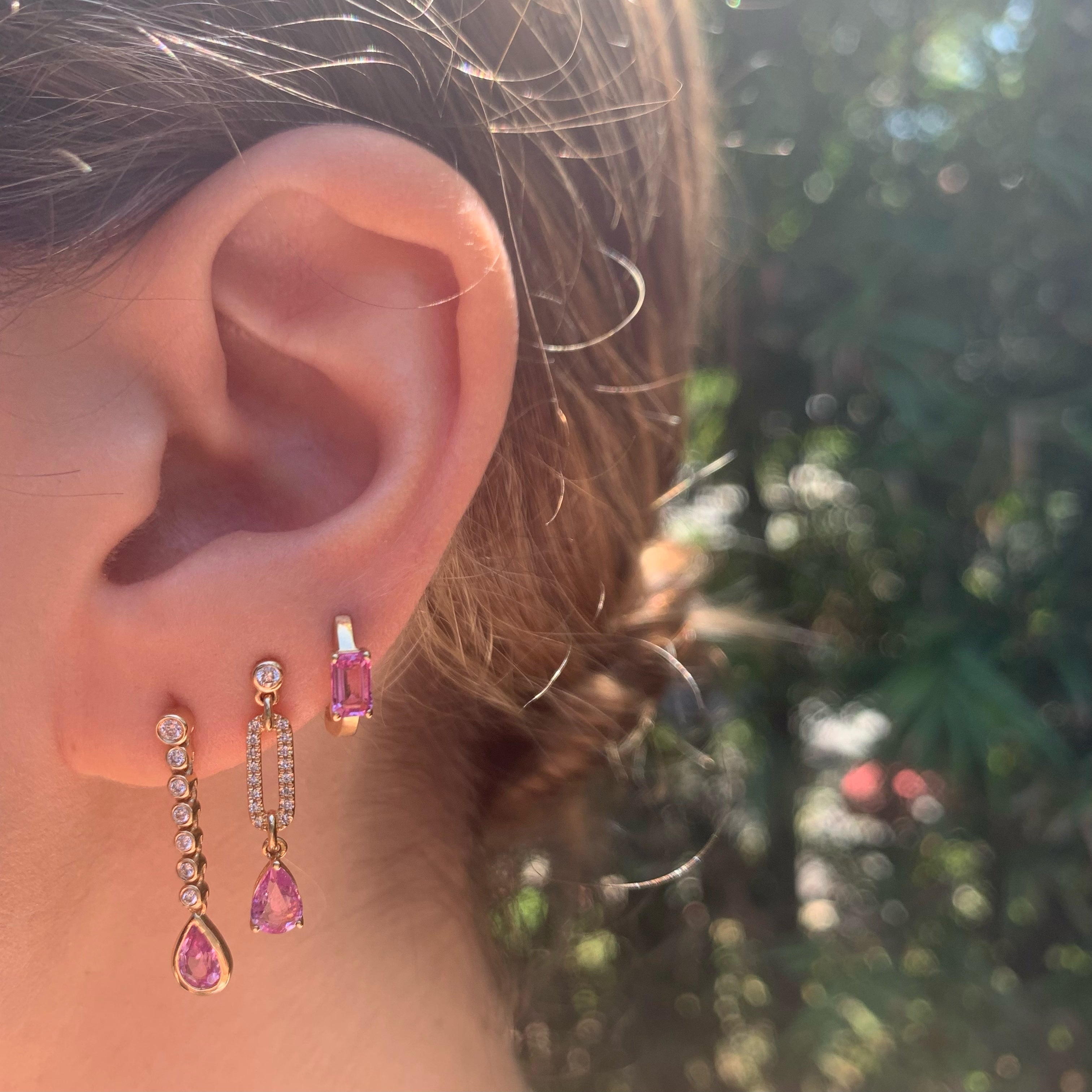 Diamond Link Drop Earring with Teardrop Sapphires, Pair Drop Earrings Sale