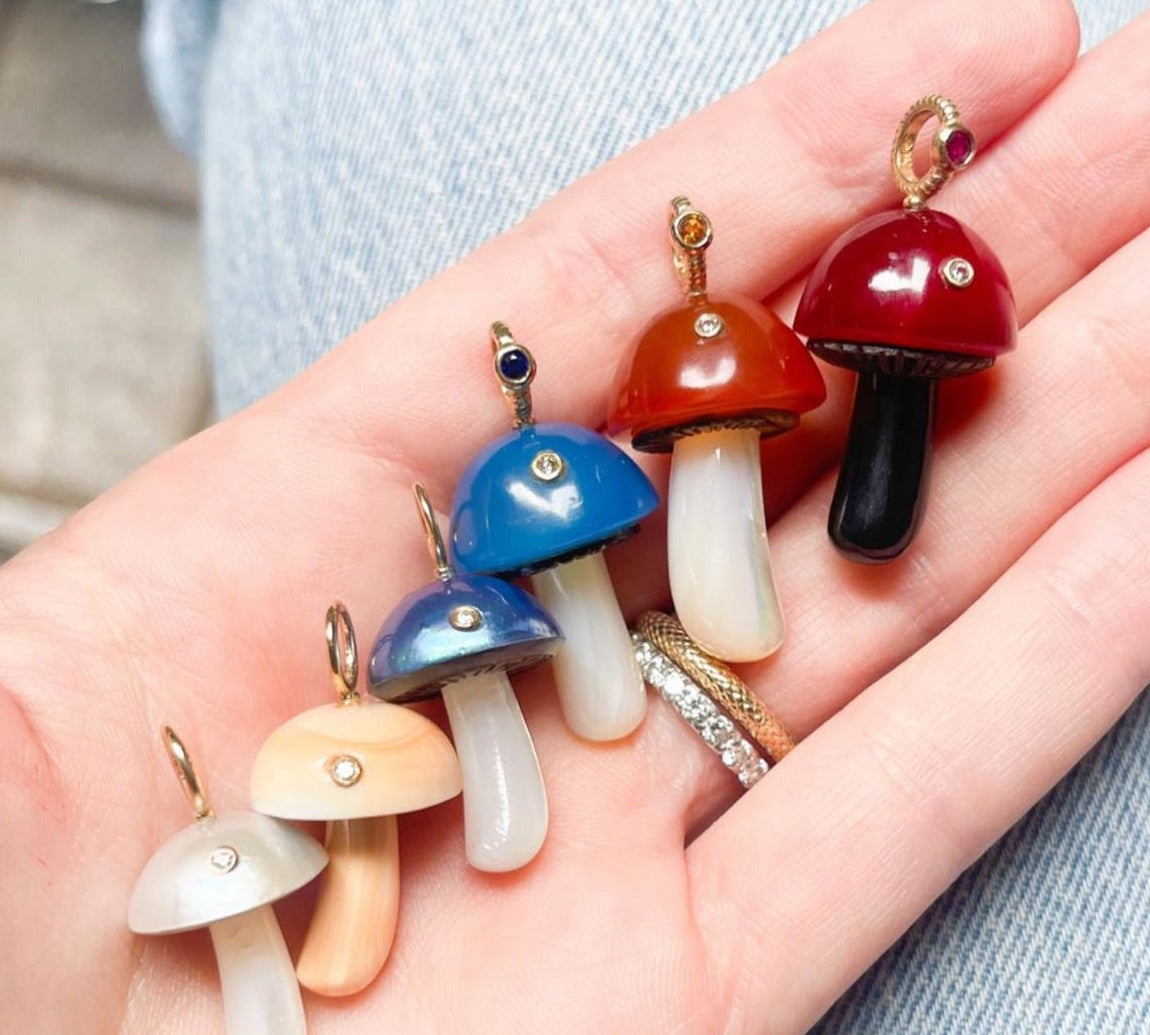 Night Berry Mushroom Charm with Diamond Charm Maura Green