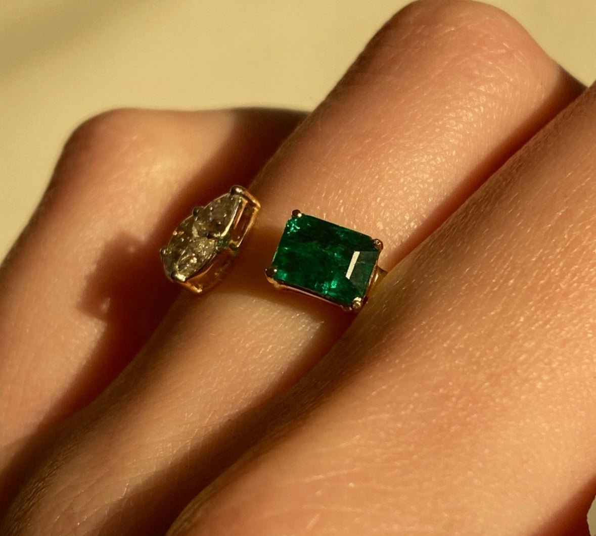 Emerald Diamond Duo Ring Ring Ritique