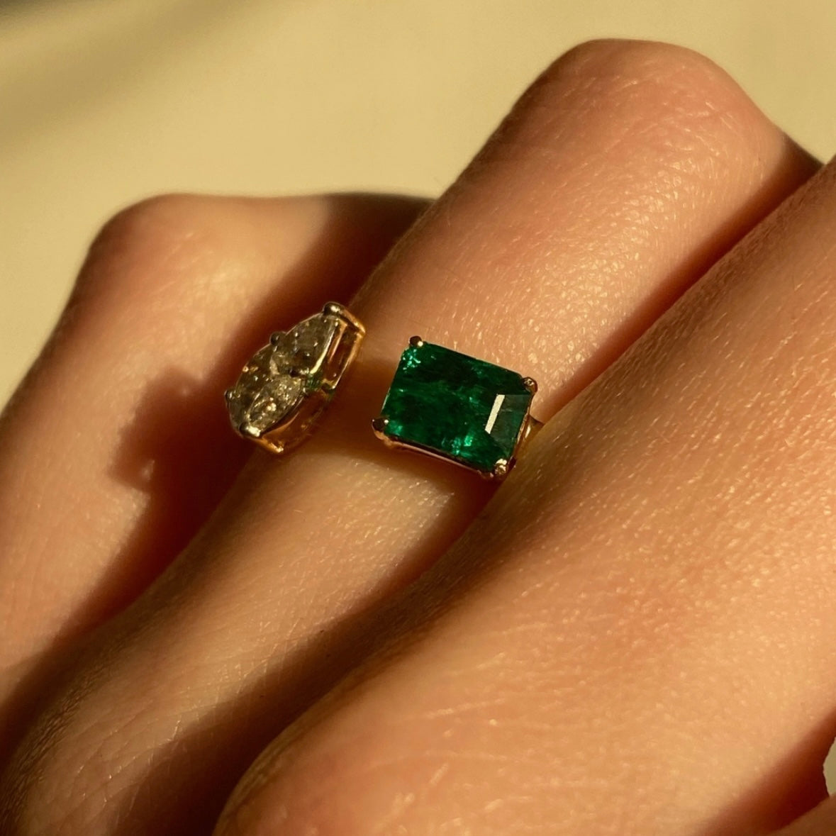 Emerald Diamond Duo Ring Ring Ritique