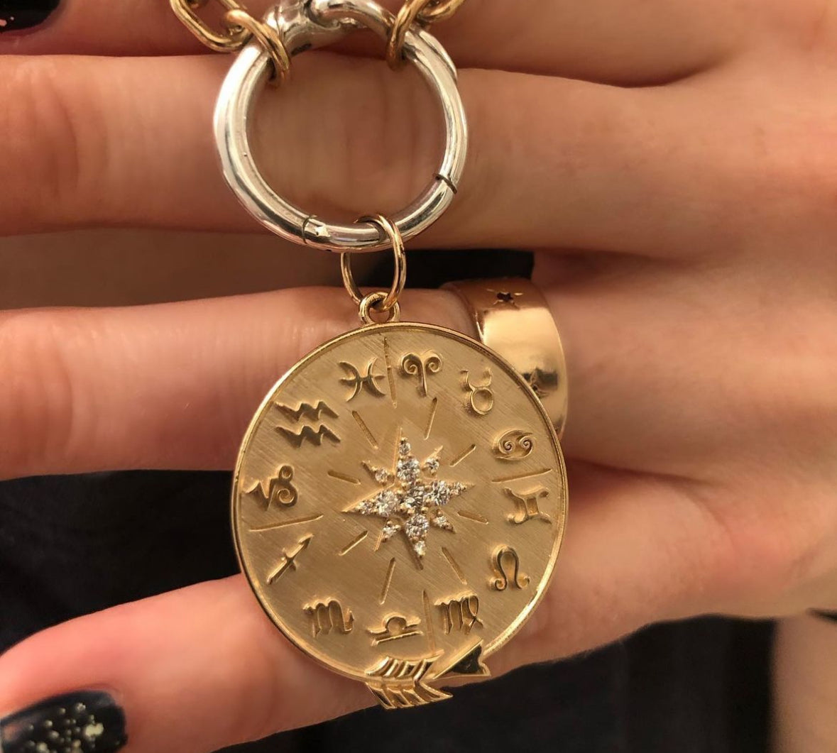 Starburst Zodiac Wheel Pendant Pendant Maura Green   