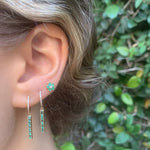 Diamond Emerald Linear-Drop Huggie Huggie Earrings Roseark Deux