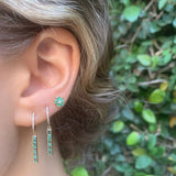 Diamond Emerald Linear-Drop Huggie Huggie Earrings Roseark Deux