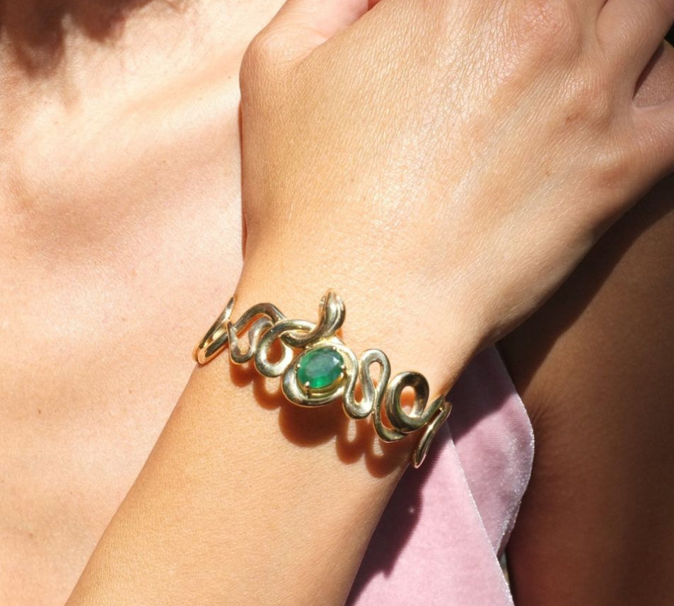 Emerald Snake Cuff Cuff Bracelet Elisabeth Bell Jewelry   