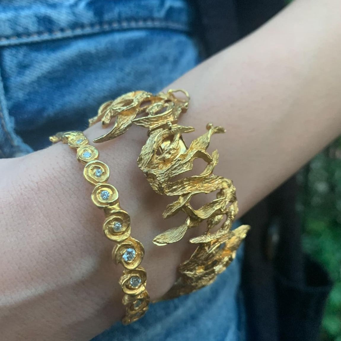 The Dozen Roses Cuff with Diamond Bangle Roseark