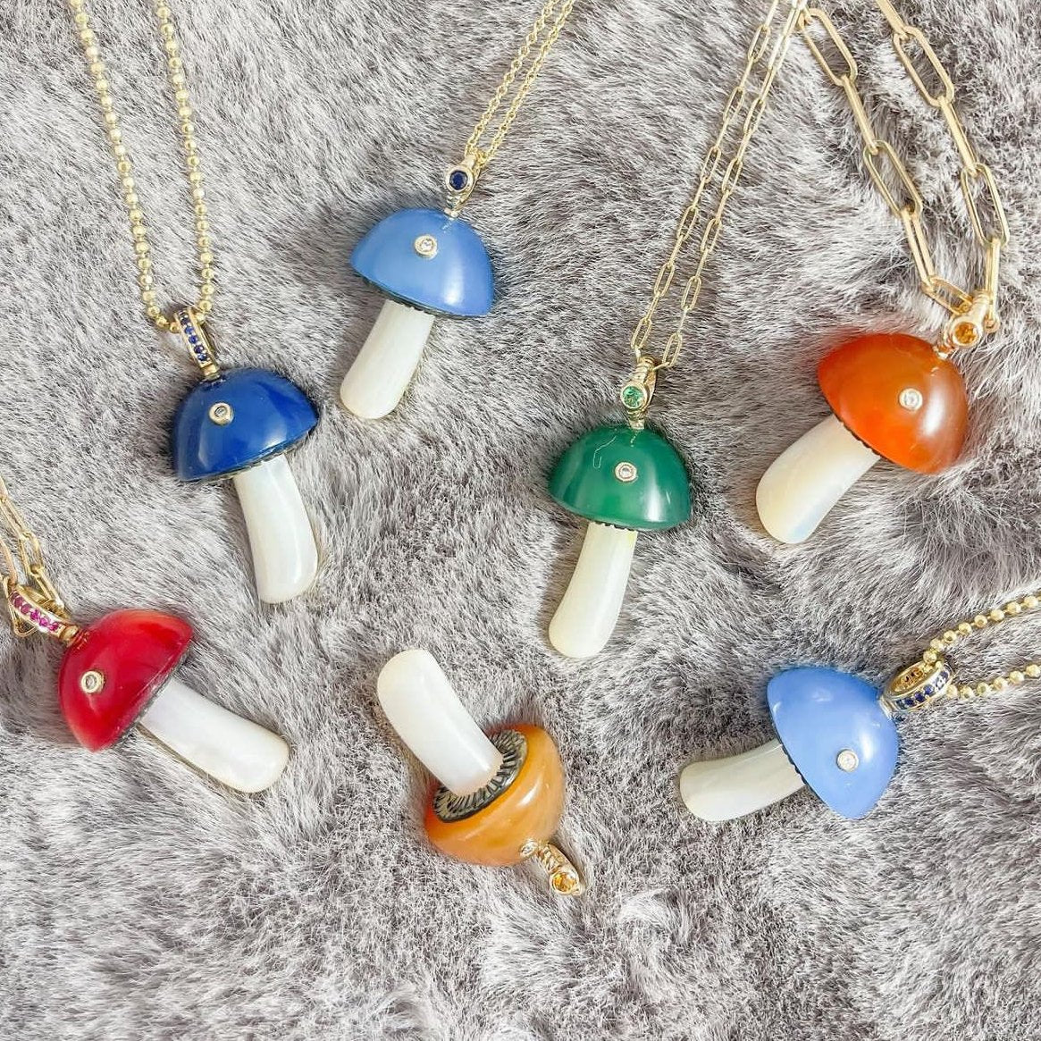 Magic Mushroom Charm with Pave Bail Charm Maura Green   