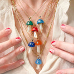 Light Blue Chalcedony Mushroom Charm with Sapphire and Diamond Charm Maura Green   