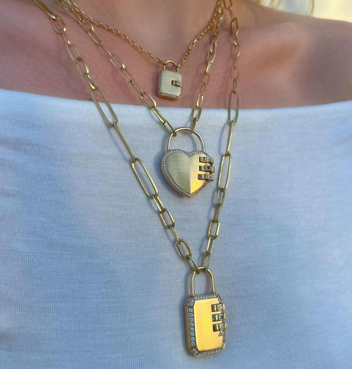 Gold Pave Mini Padlock Pendant Necklace Pendant Necklace James Banks Design