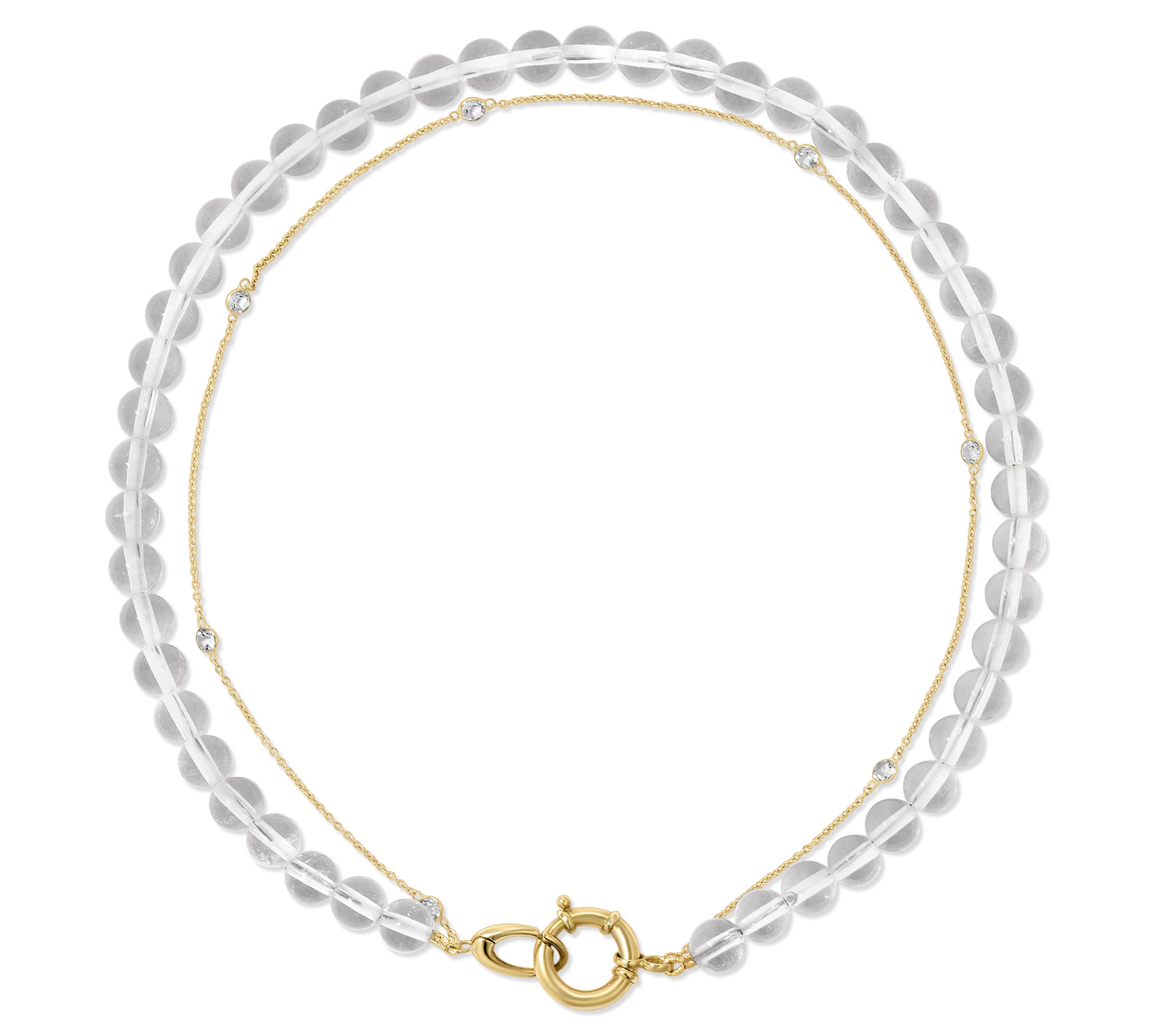 Clear Quartz and Topaz Strand Choker Choker Necklace MAE + LANG 14k Gold