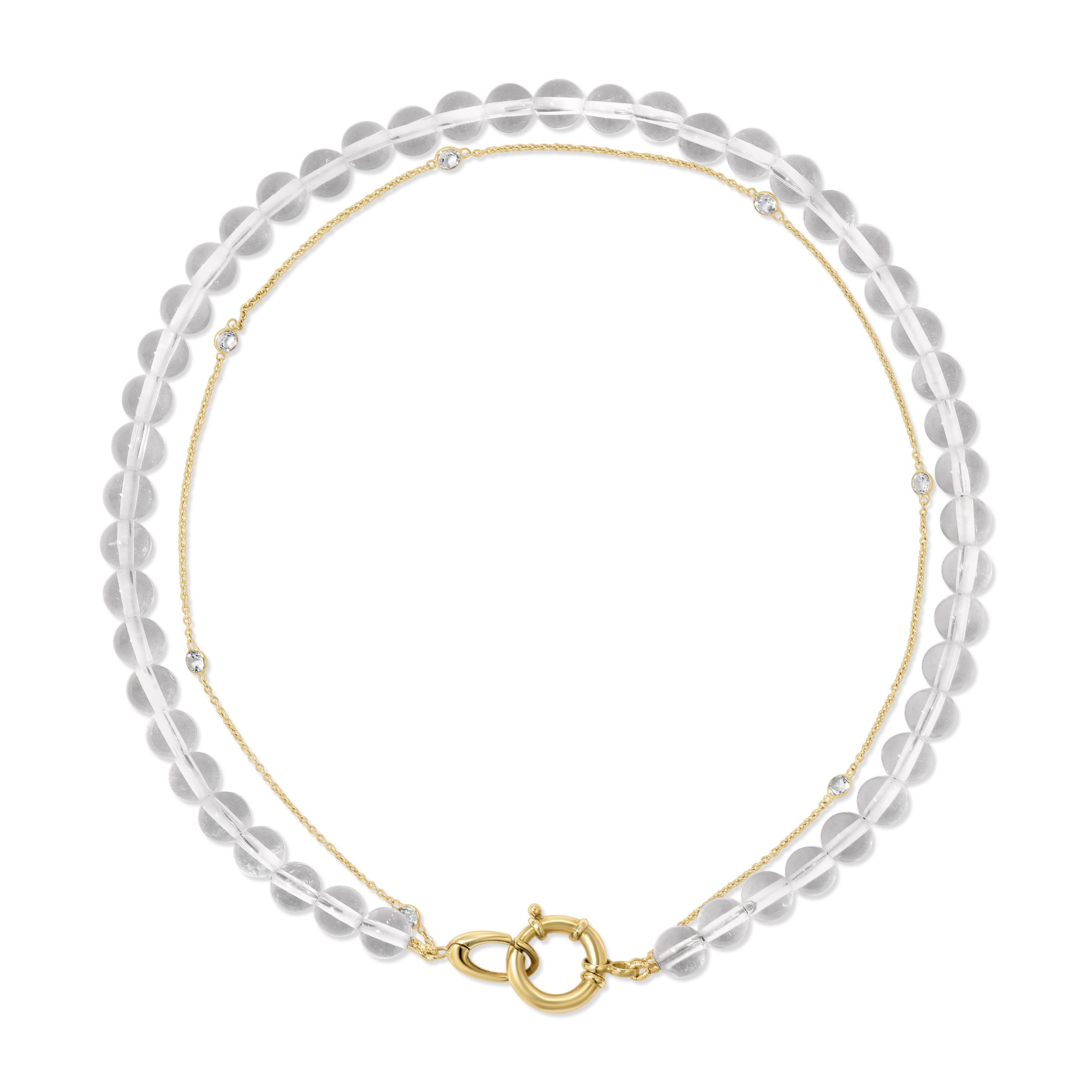 Clear Quartz and Topaz Strand Choker Choker Necklace MAE + LANG 14k Gold