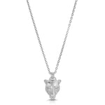 Lioness Charm Necklace, Sterling Silver Pendant Necklace MAE + LANG 16 inch Rolo Chain White Gold