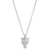 Lioness Charm Necklace, Sterling Silver Pendant Necklace MAE + LANG 16 inch Rolo Chain White Gold