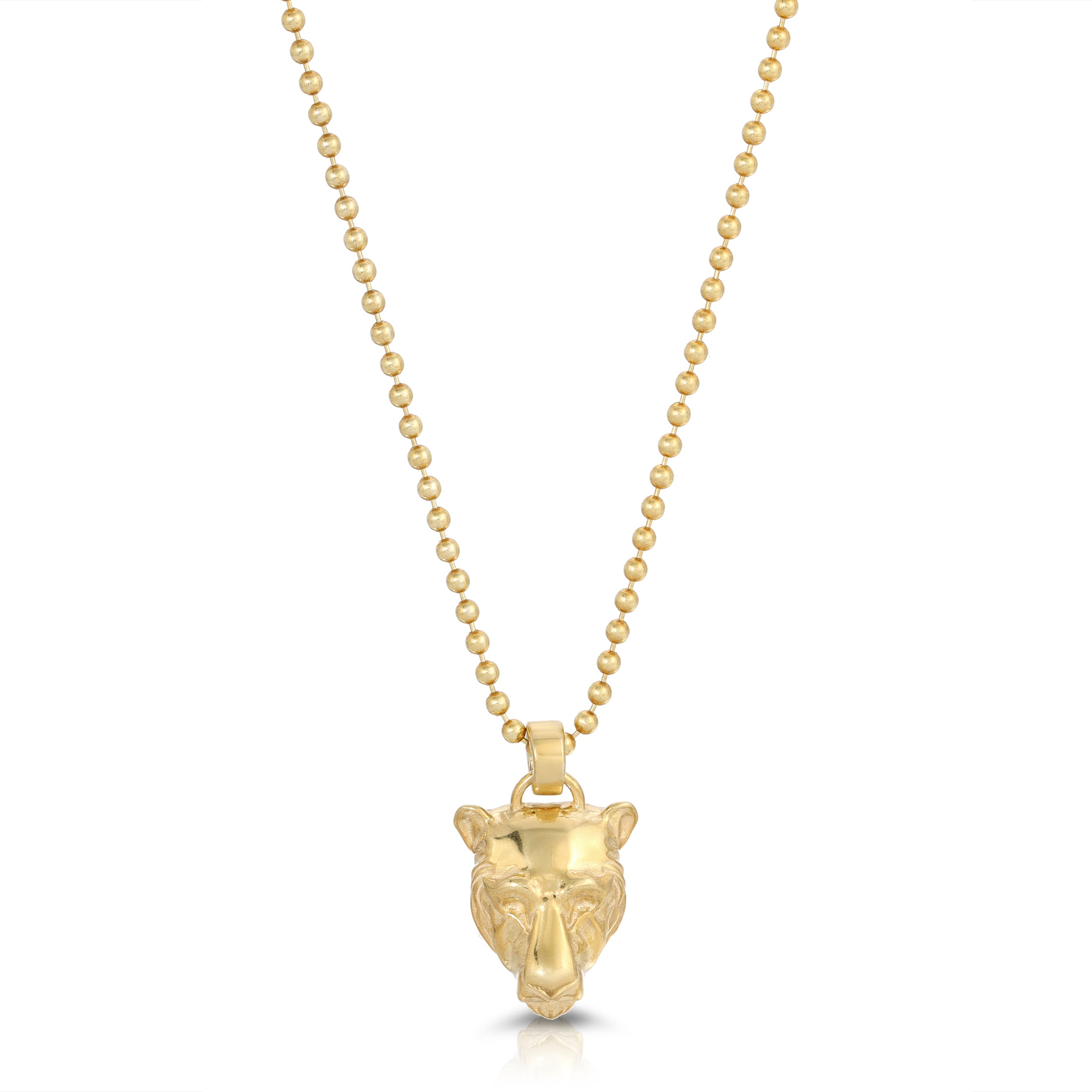 Lioness Charm Necklace, Sterling Silver Pendant Necklace MAE + LANG 16 inch Ball Chain Yellow Gold
