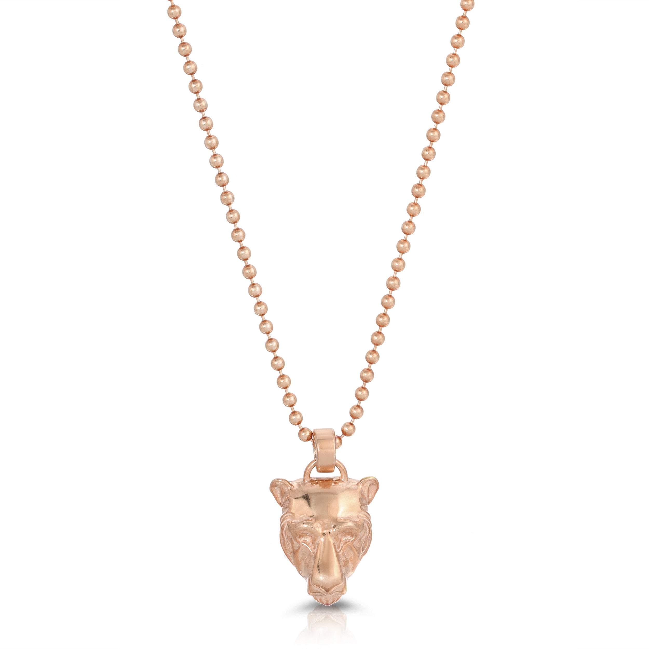 Lioness Charm Necklace, Sterling Silver Pendant Necklace MAE + LANG 16 inch Ball Chain Rose gold