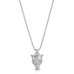 Lioness Charm Necklace with Diamond Eyes, Sterling Silver Charm Necklace MAE + LANG White Gold 16 inch