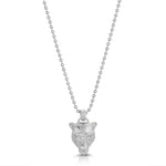 Lioness Charm Necklace, Sterling Silver Pendant Necklace MAE + LANG 16 inch Ball Chain White Gold