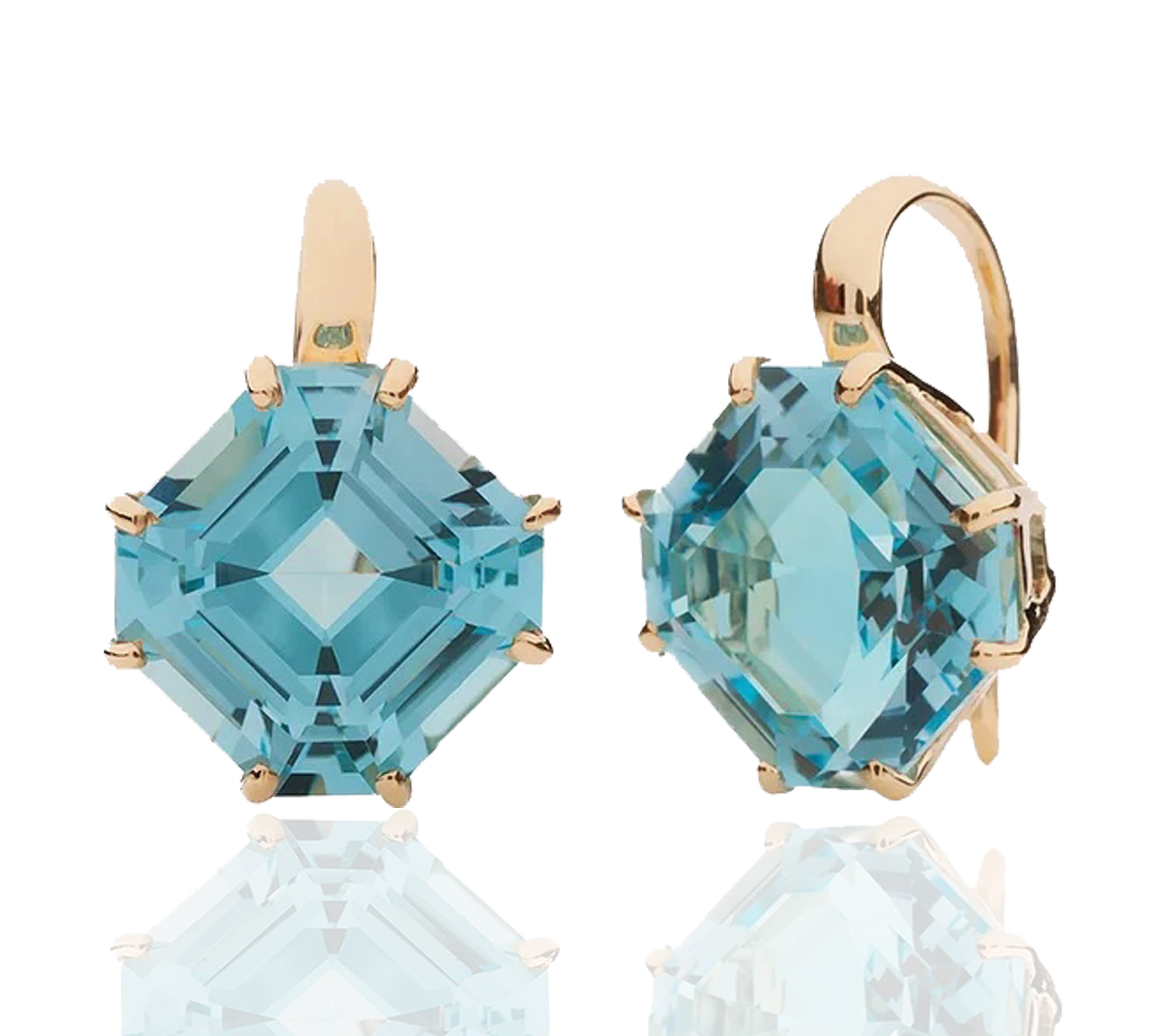 Hexa Leverback Earrings Drop Earrings Goshwara Blue Topaz YGold