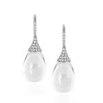 Pave Diamond Cap Drops Drop Earrings Goshwara Moon Quartz WGold