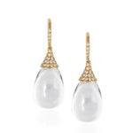 Pave Diamond Cap Drops Drop Earrings Goshwara Moon Quartz YGold