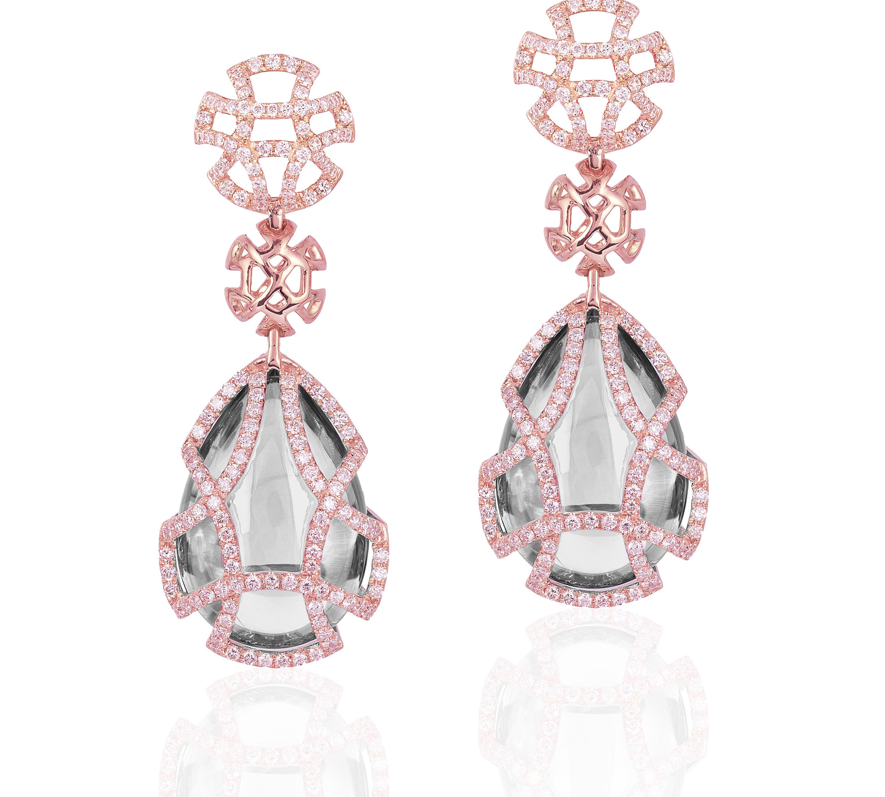 Teardrop Cage Earrings with Diamonds Drop Earrings Goshwara