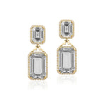 Emerald-Cut Double-Drop Earrings with Diamonds Drop Earrings Goshwara