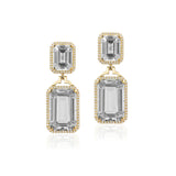 Emerald-Cut Double-Drop Earrings with Diamonds Drop Earrings Goshwara
