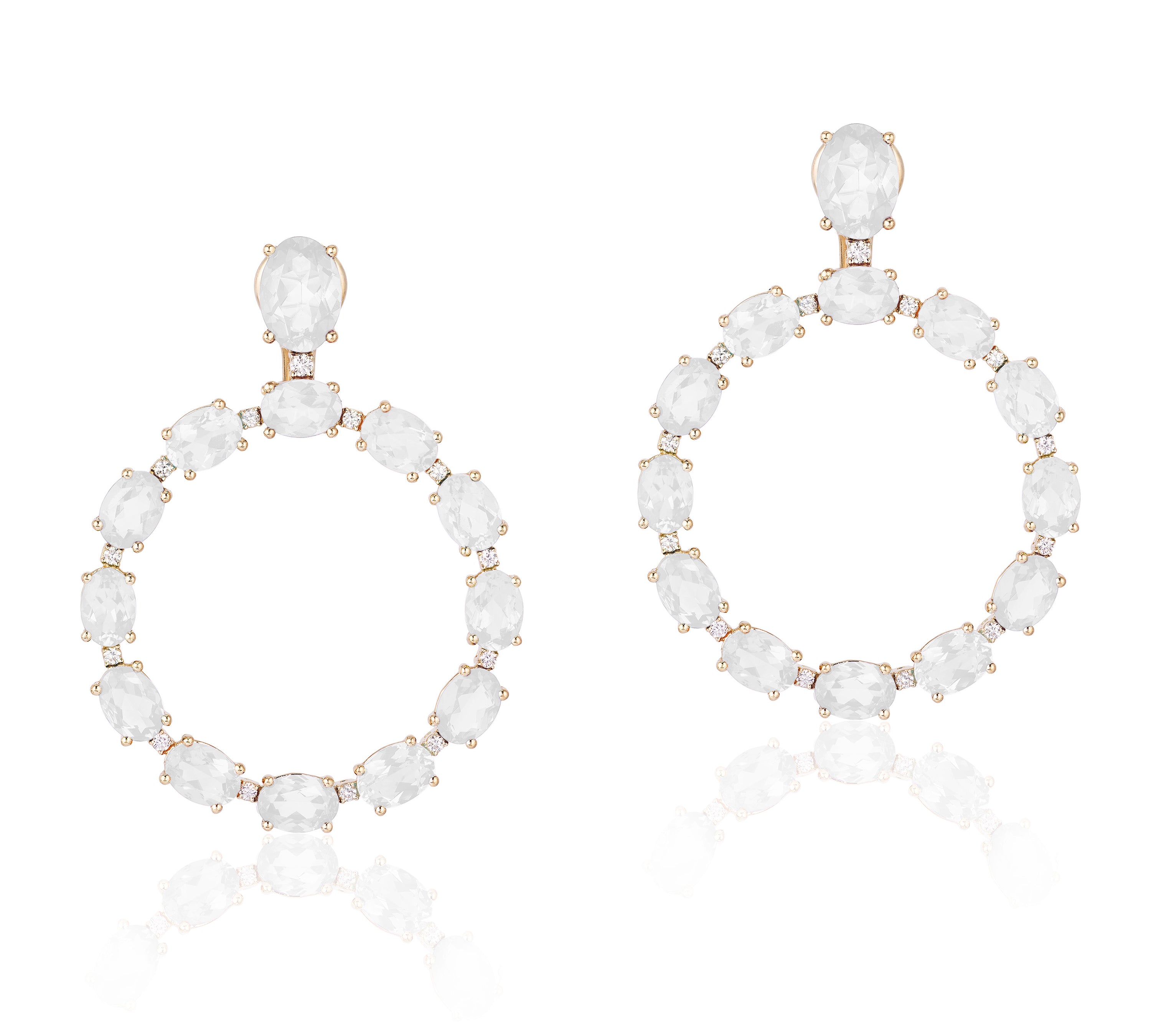 Faceted Oval Quartz Hoop Earrings Statement Earrings Goshwara