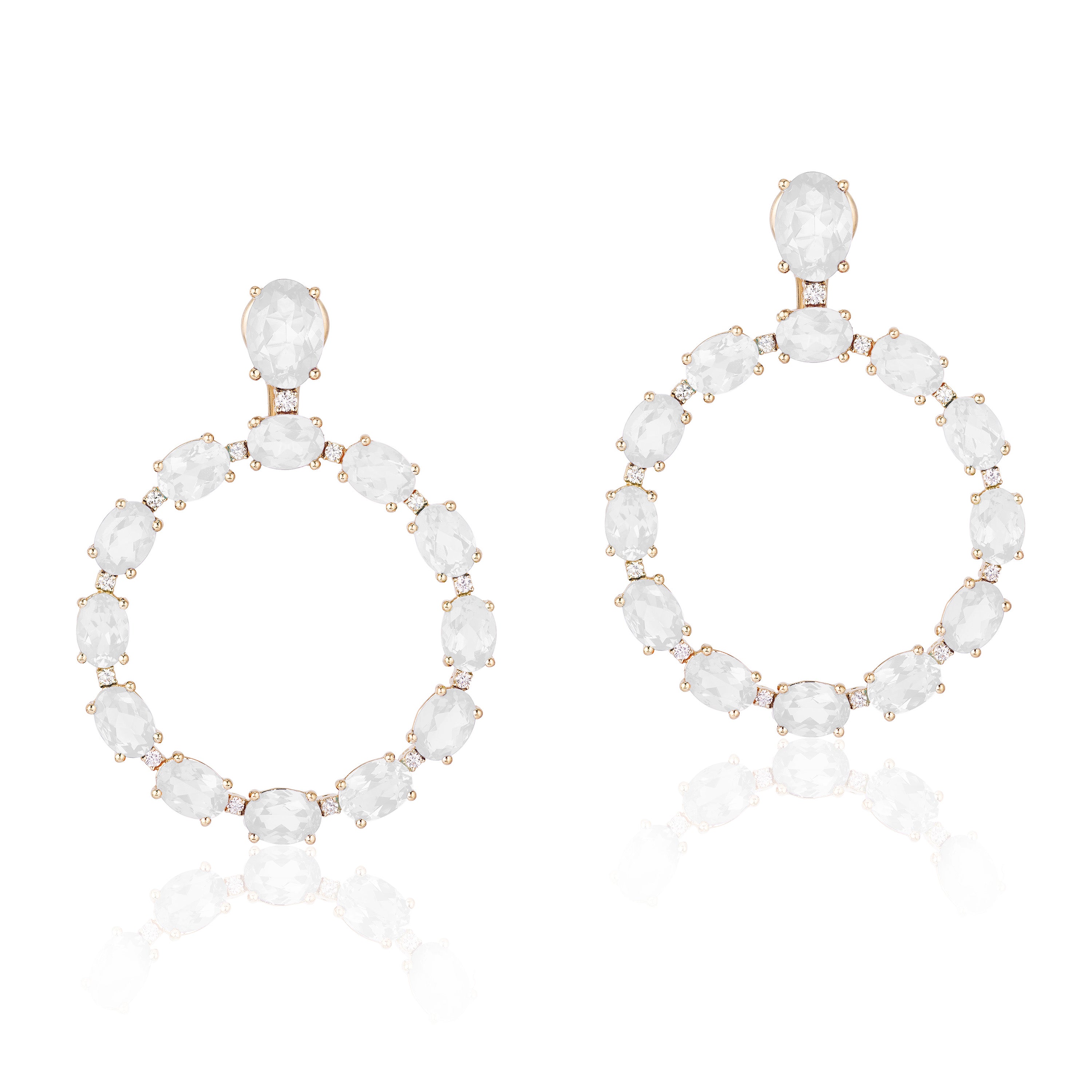 Faceted Oval Quartz Hoop Earrings Statement Earrings Goshwara