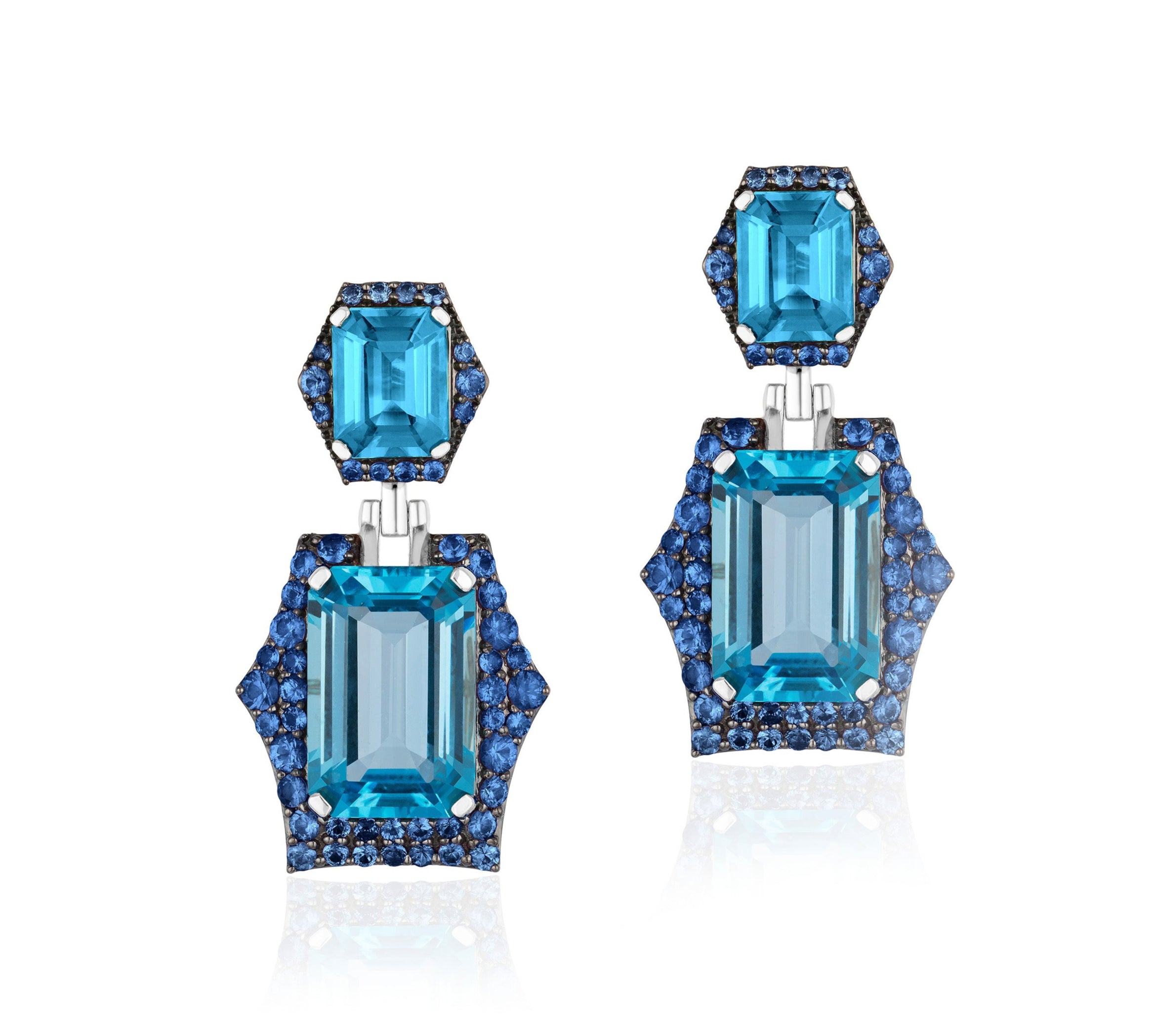 Topaz Sapphire Drop Earrings Statement Earrings Goshwara