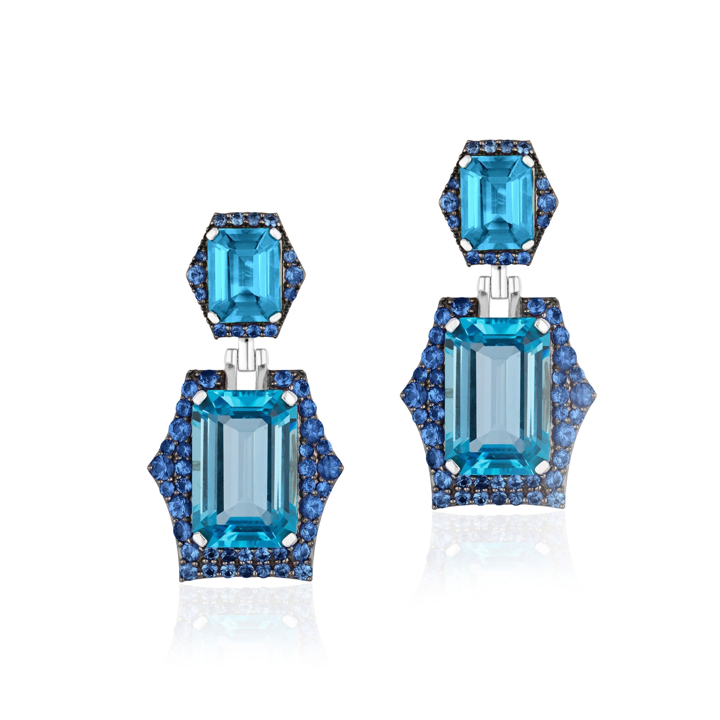 Topaz Sapphire Drop Earrings Statement Earrings Goshwara