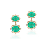 Oval Emerald Earrings with Diamonds Statement Earrings Goshwara