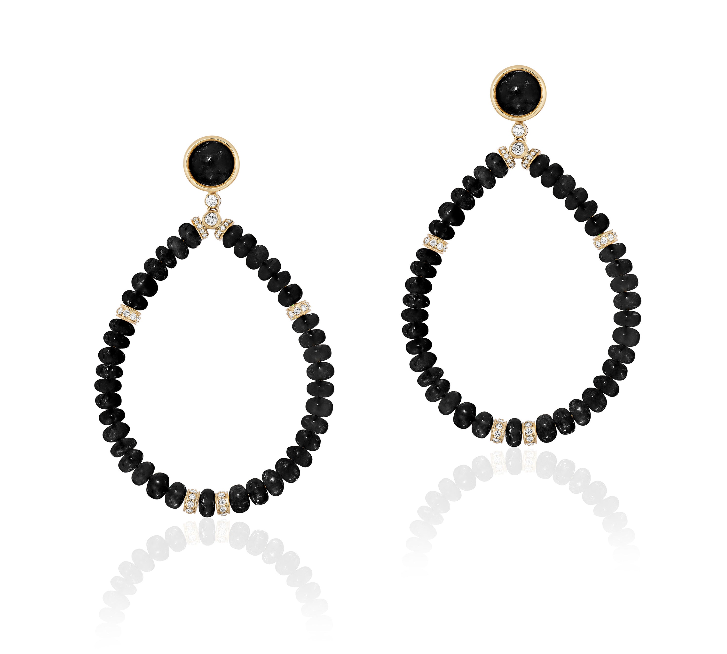Onyx Diamond Rondelle Earrings Statement Earrings Goshwara