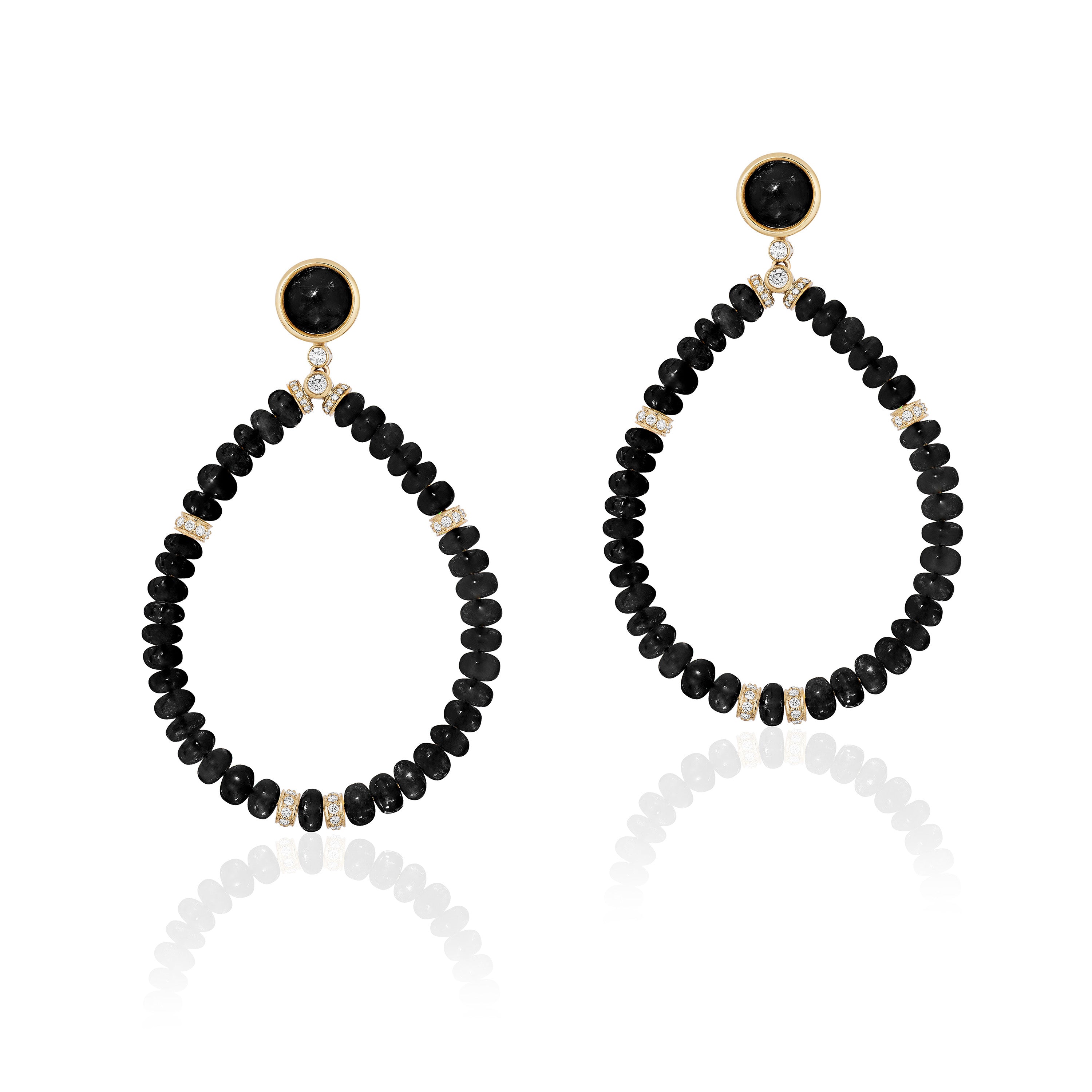 Onyx Diamond Rondelle Earrings Statement Earrings Goshwara