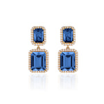4-Topaz Emerald-cut Earrings with Diamonds Drop Earrings Goshwara